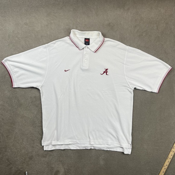Nike Large Vintage Alabama Crimson Tide Polo Shirt White Gameday Prep Colligate — photo 2